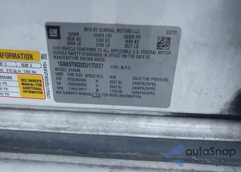 2013 GMC Acadia Denali z USA, uszkodzony, nr VIN 1GKKVTKD2DJ175527